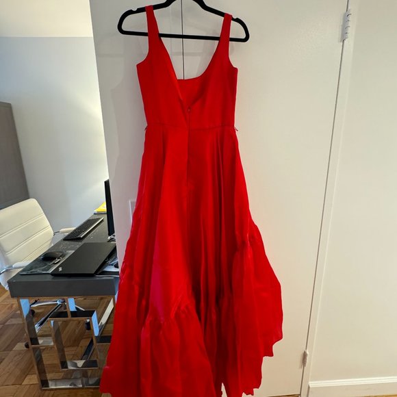 Red Milly Tiered Silk Evening Gown - Picture 3 of 8